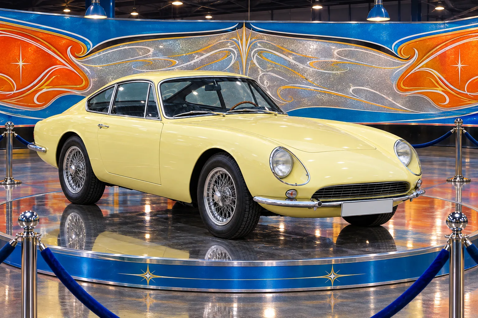 Primrose, a test vehicle, painted as the Kustom Flake wide: Your car on the show floor